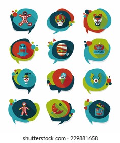 Halloween bubble speech banner design flat background set, eps10