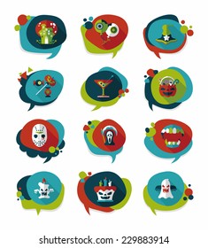 Halloween bubble speech banner design flat background set, eps10