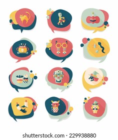Halloween bubble speech banner design flat background set, eps10