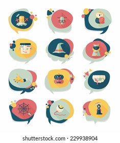 Halloween bubble speech banner design flat background set, eps10