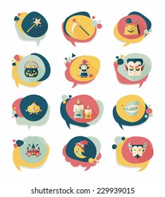 Halloween bubble speech banner design flat background set, eps10