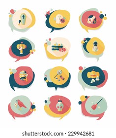 Halloween bubble speech banner design flat background set, eps10