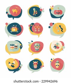 Halloween bubble speech banner design flat background set, eps10