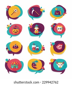 Halloween bubble speech banner design flat background set, eps10