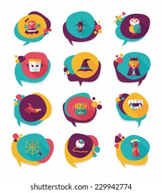 Halloween bubble speech banner design flat background set, eps10