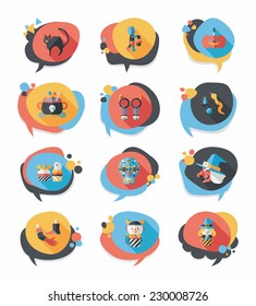 Halloween bubble speech banner design flat background set, eps10