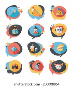 Halloween bubble speech banner design flat background set, eps10