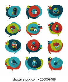 Halloween bubble speech banner design flat background set, eps10