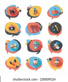 Halloween bubble speech banner design flat background set, eps10
