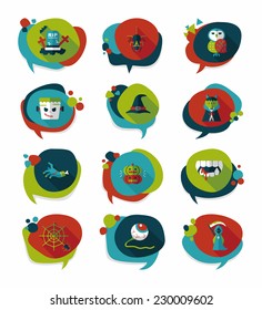 Halloween bubble speech banner design flat background set, eps10