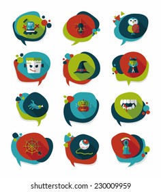 Halloween bubble speech banner design flat background set, eps10