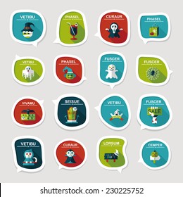 Halloween bubble speech banner design flat background set, eps10