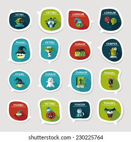 Halloween bubble speech banner design flat background set, eps10