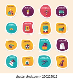 Halloween bubble speech banner design flat background set, eps10