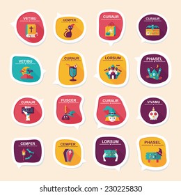 Halloween bubble speech banner design flat background set, eps10