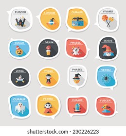 Halloween bubble speech banner design flat background set, eps10