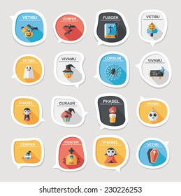 Halloween bubble speech banner design flat background set, eps10