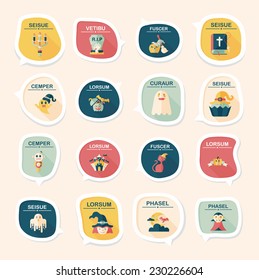 Halloween bubble speech banner design flat background set, eps10