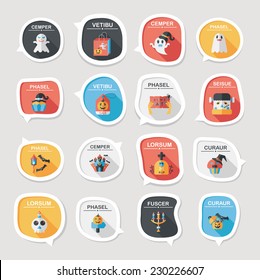 Halloween bubble speech banner design flat background set, eps10
