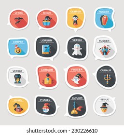Halloween bubble speech banner design flat background set, eps10