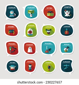 Halloween bubble speech banner design flat background set, eps10