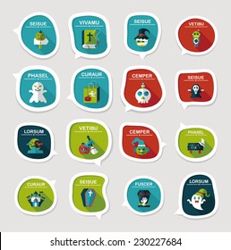 Halloween bubble speech banner design flat background set, eps10
