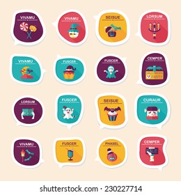 Halloween bubble speech banner design flat background set, eps10