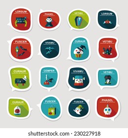 Halloween bubble speech banner design flat background set, eps10