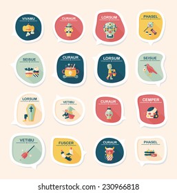Halloween bubble speech banner design flat background set, eps10