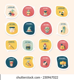 Halloween bubble speech banner design flat background set, eps10
