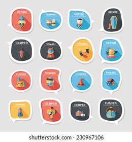 Halloween bubble speech banner design flat background set, eps10