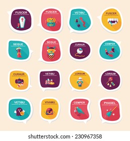 Halloween bubble speech banner design flat background set, eps10