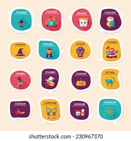 Halloween bubble speech banner design flat background set, eps10