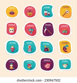 Halloween bubble speech banner design flat background set, eps10