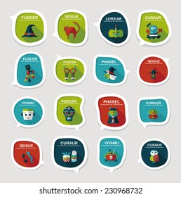 Halloween bubble speech banner design flat background set, eps10