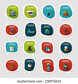 Halloween bubble speech banner design flat background set, eps10