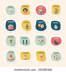 Halloween bubble speech banner design flat background set, eps10, dummy text