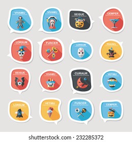 Halloween bubble speech banner design flat background set, eps10, dummy text