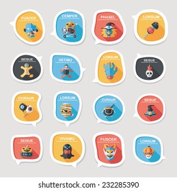 Halloween bubble speech banner design flat background set, eps10, dummy text
