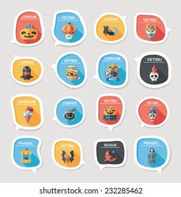 Halloween bubble speech banner design flat background set, eps10, dummy text