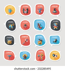 Halloween bubble speech banner design flat background set, eps10, dummy text