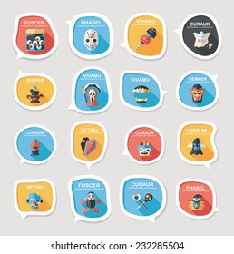 Halloween bubble speech banner design flat background set, eps10, dummy text