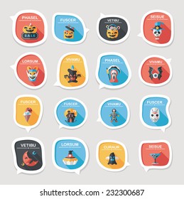 Halloween bubble speech banner design flat background set, eps10, dummy text