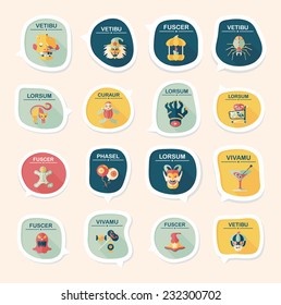 Halloween bubble speech banner design flat background set, eps10, dummy text