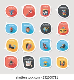 Halloween bubble speech banner design flat background set, eps10, dummy text