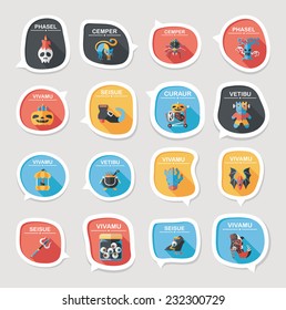 Halloween bubble speech banner design flat background set, eps10, dummy text