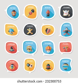Halloween bubble speech banner design flat background set, eps10, dummy text