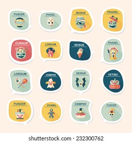 Halloween bubble speech banner design flat background set, eps10, dummy text