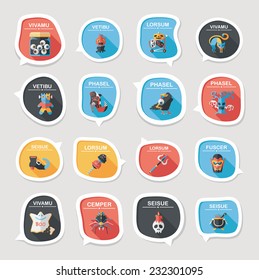 Halloween bubble speech banner design flat background set, eps10, dummy text
