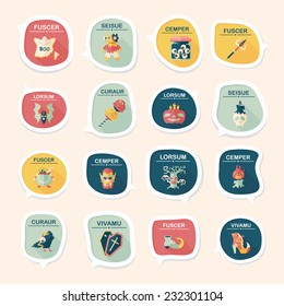 Halloween bubble speech banner design flat background set, eps10, dummy text